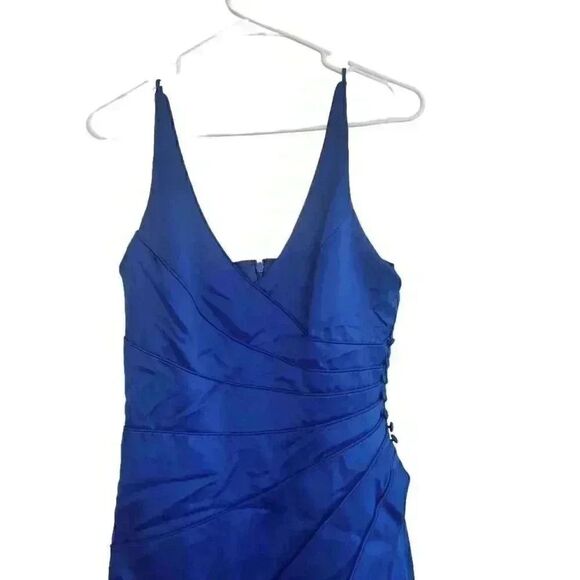 Niki Lavis Women's Royal Blue Poly Satin Ball Gown w Shawl - Picture 2 of 11